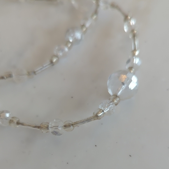 Vintage Silver, Gold, & Clear Beaded Necklace - Picture 2 of 3